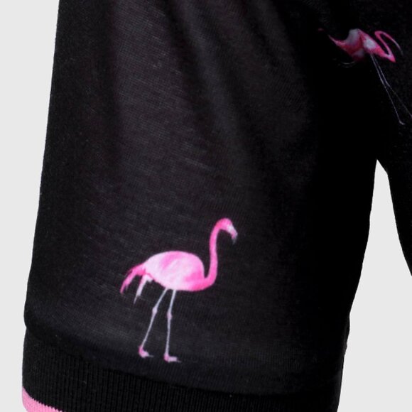 SHEIN Black and Pink Flamingo Polo Shirt - Picture 7 of 7